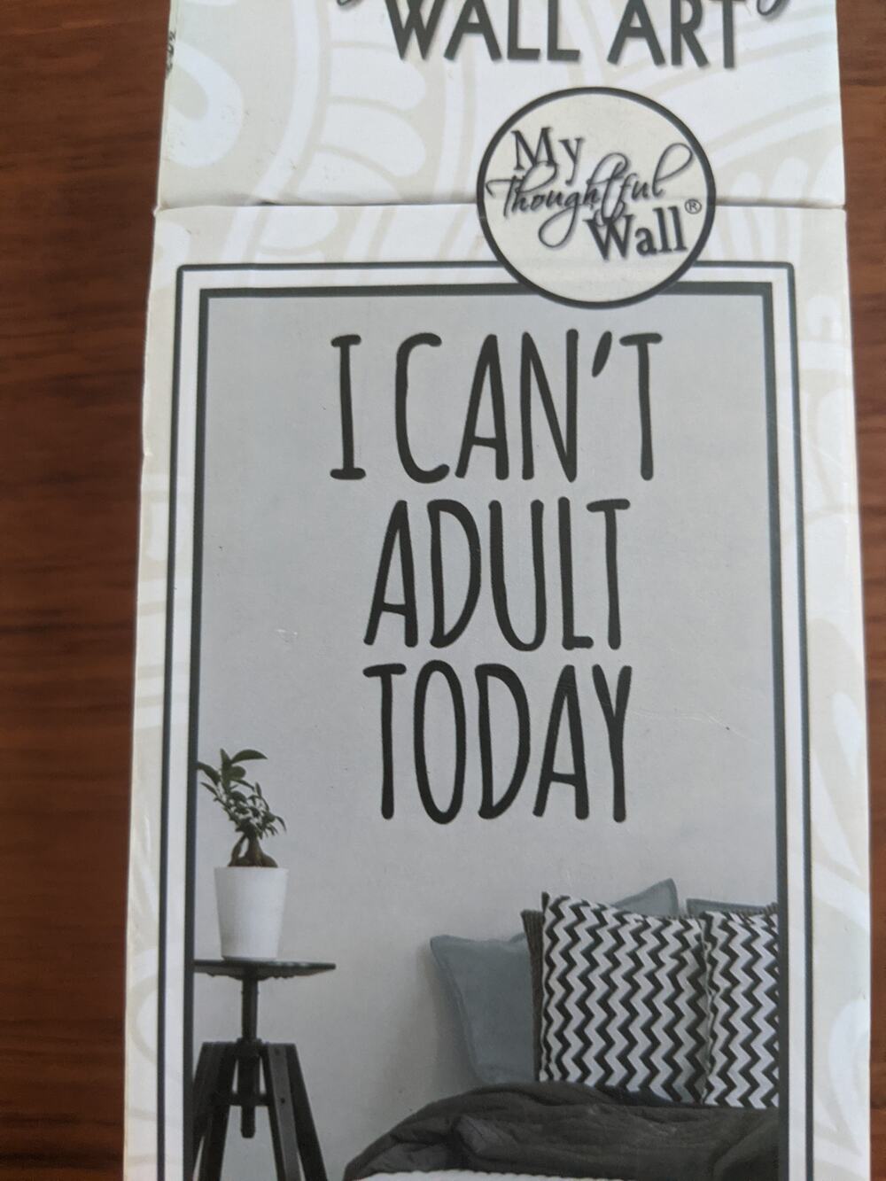 NEW Vinyl Lettering Wall Art "I Can't Adult Today"